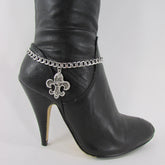 Silver Metal Chain Boot Bracelet Plain Fleur De Lis Lily Flower Charms Football Bull / Rodeo Horse / Horse Bow New Women Fashion Bling Jewelry - alwaystyle4you - 1